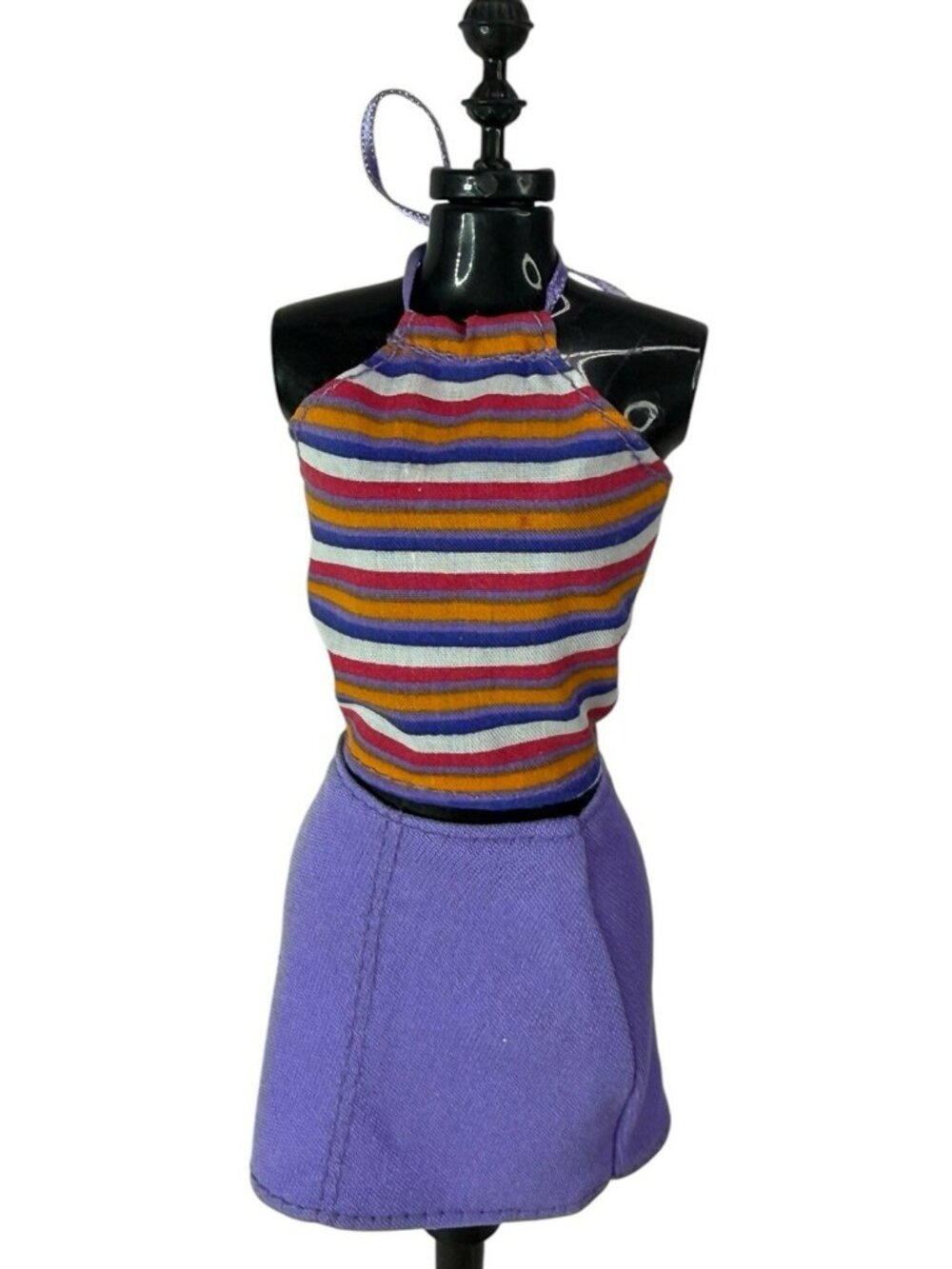 Vintage 2001 Barbie Fashion Favorites #68000 Striped Halter Top Purple Skirt Y2K